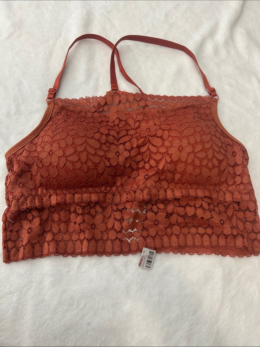 Yahada Lace Bralette Cami in Rust Orange